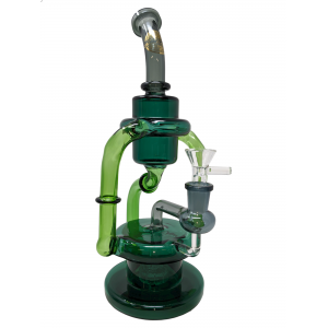 11" On Point Glass Double Recycler With Matrix Perc Water Pipe [ABC165]